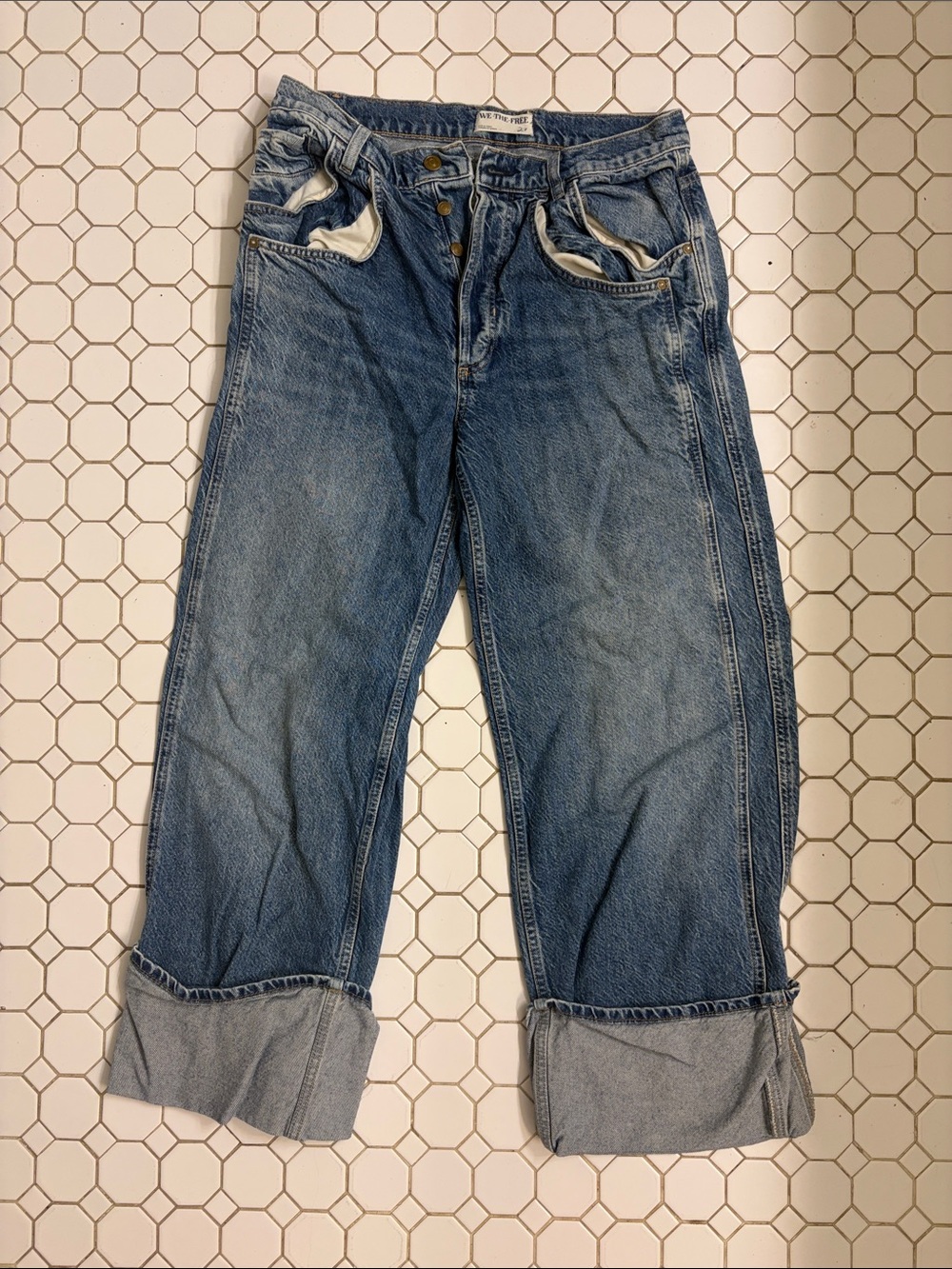 Free People Women’s Relaxed Blue Denim Jeans